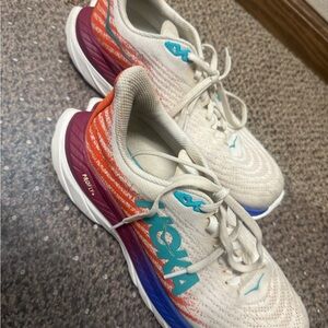 Hoka Women's Cream and Multicolor Athletic Shoes